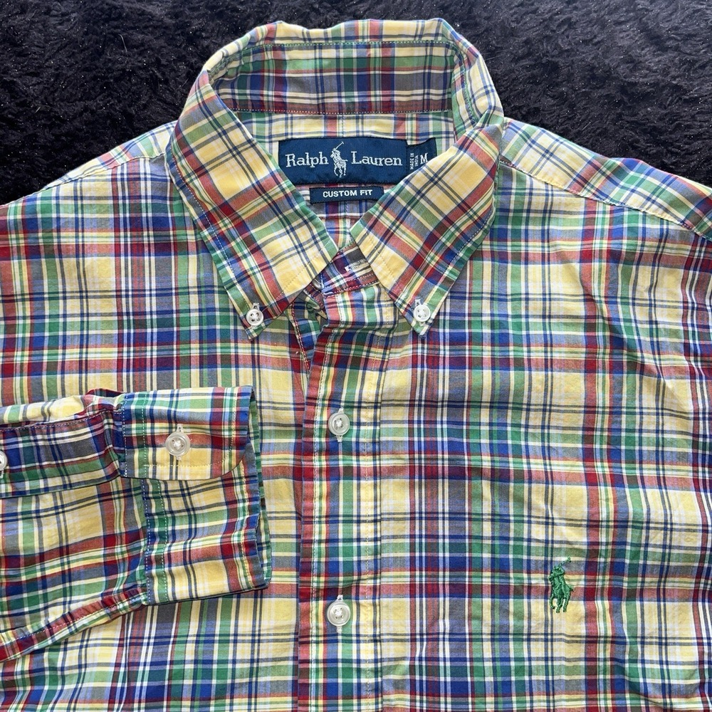 Ralph Lauren Button Down Mens M Multi Color Excellent Custom Fit Plaid Shirt
